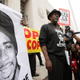 Cephus “Bobby” Johnson stands on the steps of the U.S. District Court building in Los Angeles in 2011, protesting the release of Johannes Mehserle, the former San Francisco Bay area transit officer who fatally shot Johnson’s nephew Oscar Grant.